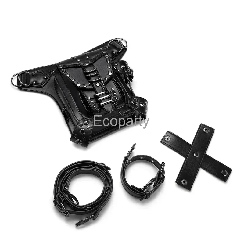 Novo saco de cintura feminino gótico fanny packs motocicleta hip gota perna sacos steampunk coldre bolsa ombro masculino couro do plutônio crossbody sacos