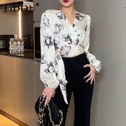 Floral Printed Shirts for Women Sports Chic Loose Casual Contrasting Colors Vintage Sweet Aesthetic Hipster Gentle Top Clothes