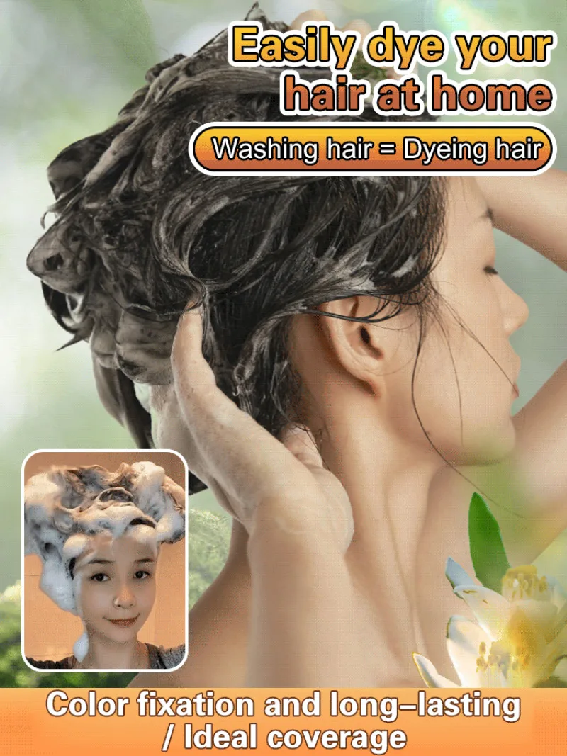 Natural Hair Dye Shampoo Plant Flower Scent Home Single Dose Temporary Hair Dye Long-lasting Color Cover Gray Hair for Women Men