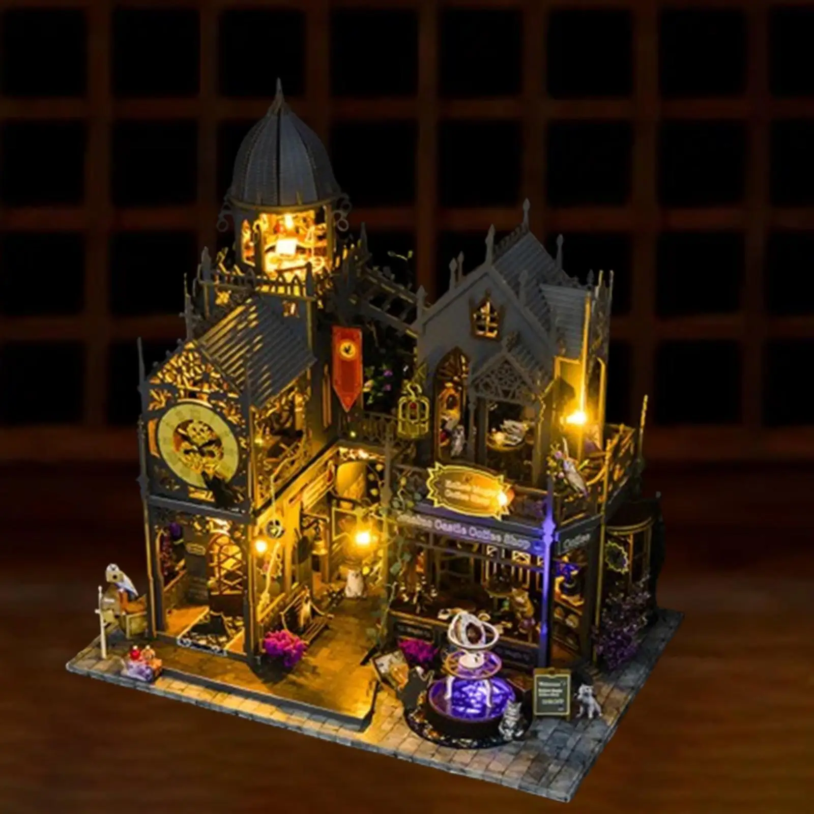 Kit de casa de boneca DIY Acessórios para casa de boneca Modelo de construção retrô europeu com