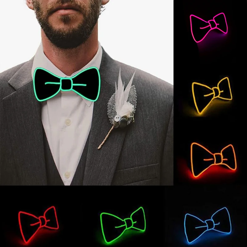 Luminous Necktie HALLOWEEN COSTUME Concert Christmas Party NightClub Wear Men Valentines Day Gift EL Wire Superman Clown Bow Tie