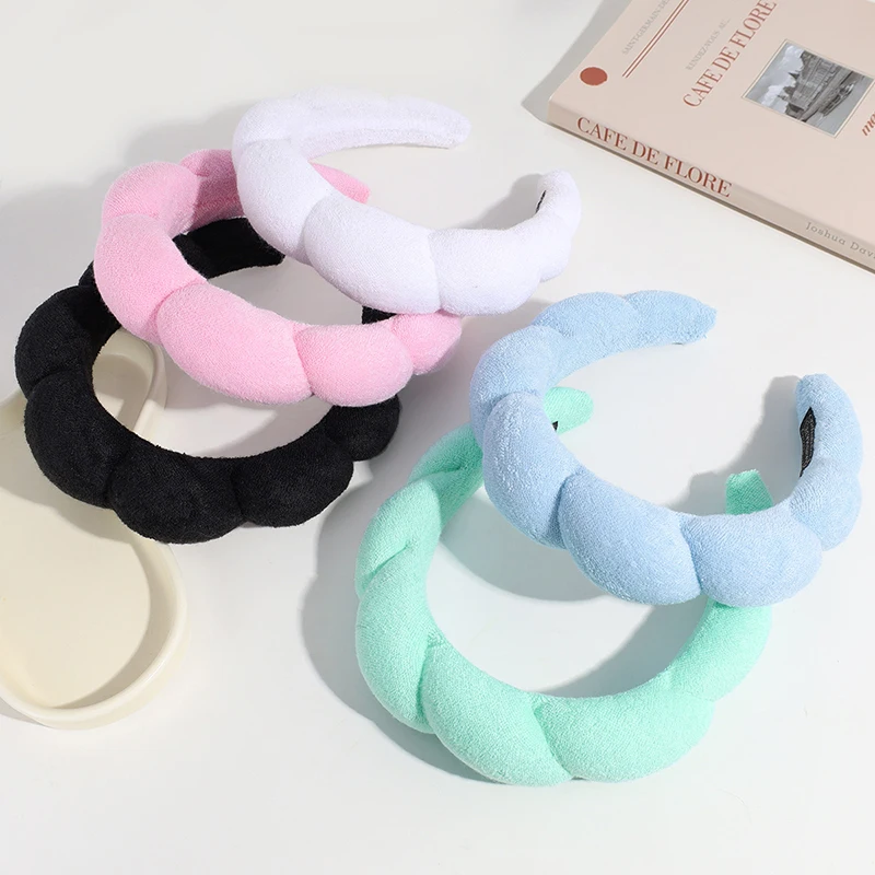 Sponge Headbands For Women Girls Puffy Hair Band Makeup Bubble Terry Cloth Co Spa Retro Hairband Women Hair Accessories Headwear