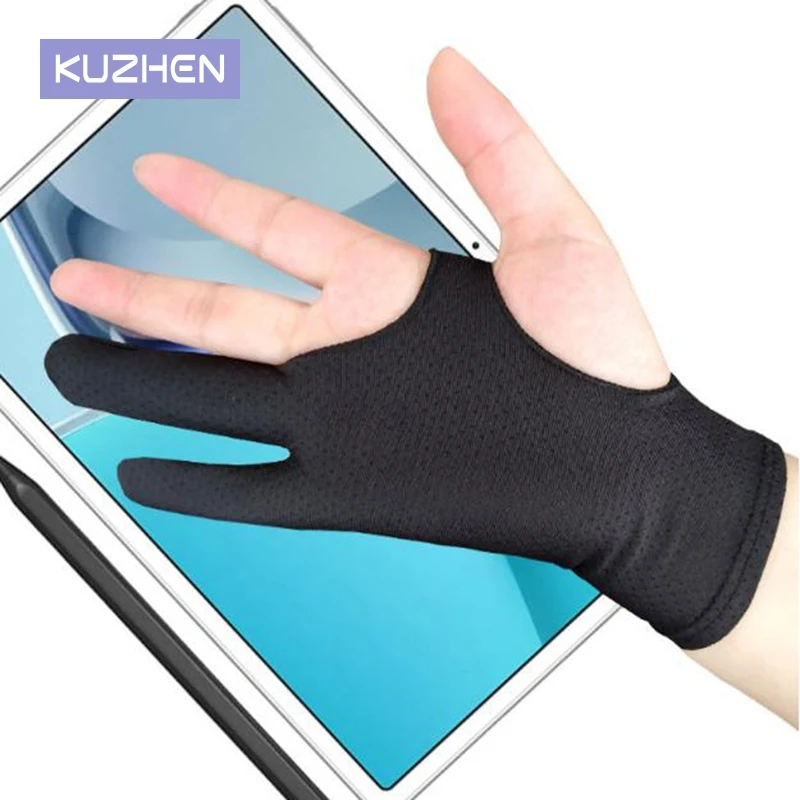 Black Two Finger Anti Fouling Glove For Tablet Phone Drawing Write Gloves Tattoo Accessories Anti Accidental Contact Gloves