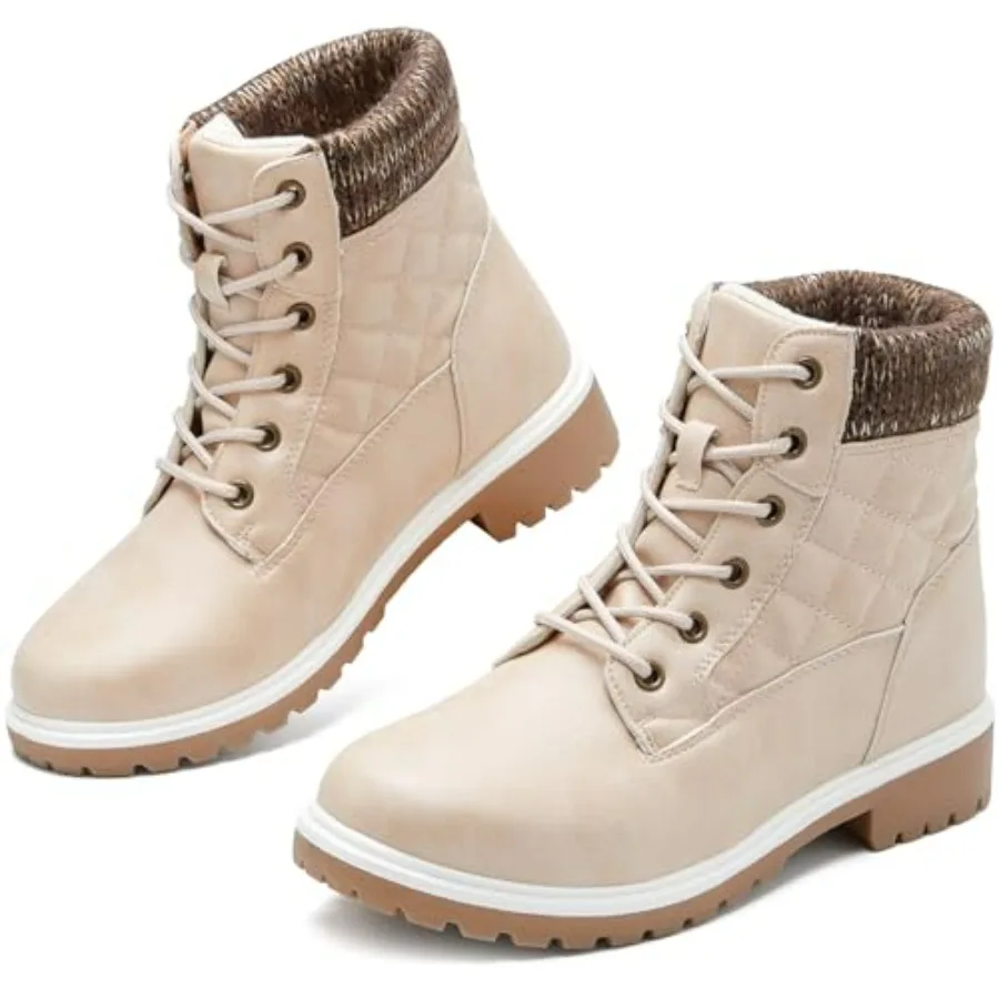 Adokoo Boots for Women Waterproof Fall Winter Ankle Boots Snow Combat Boots Lace Up Non Slip for Hiking Work