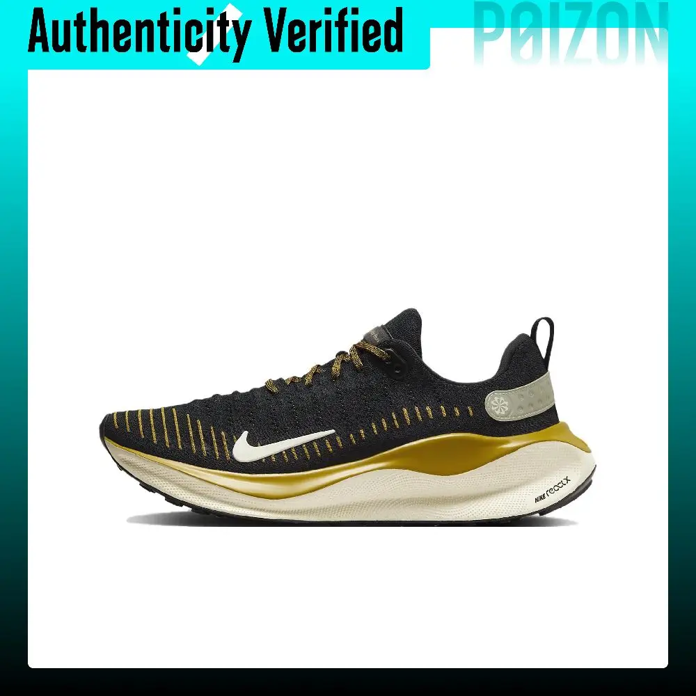 Nike Reactx Infinity 4 Comfortable Mesh, Textile Low top Casual Running Shoes Men's Black Yellow DR2665-006