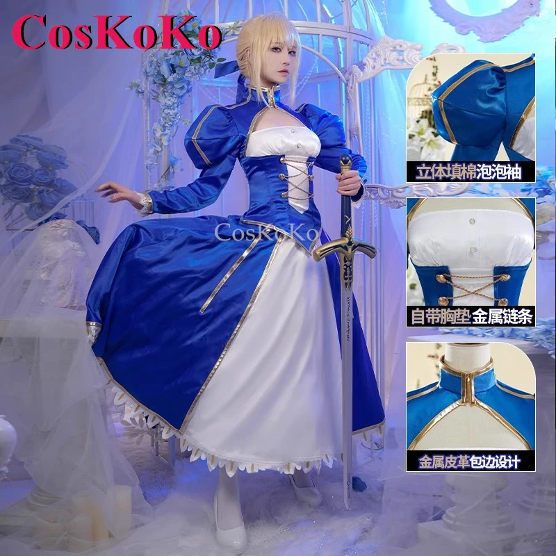 CosKoKo Altria Pendragon Cosplay Game Fate/Grand Order Costume Saber Updated Version Battle Dress Halloween Role Play Clothing