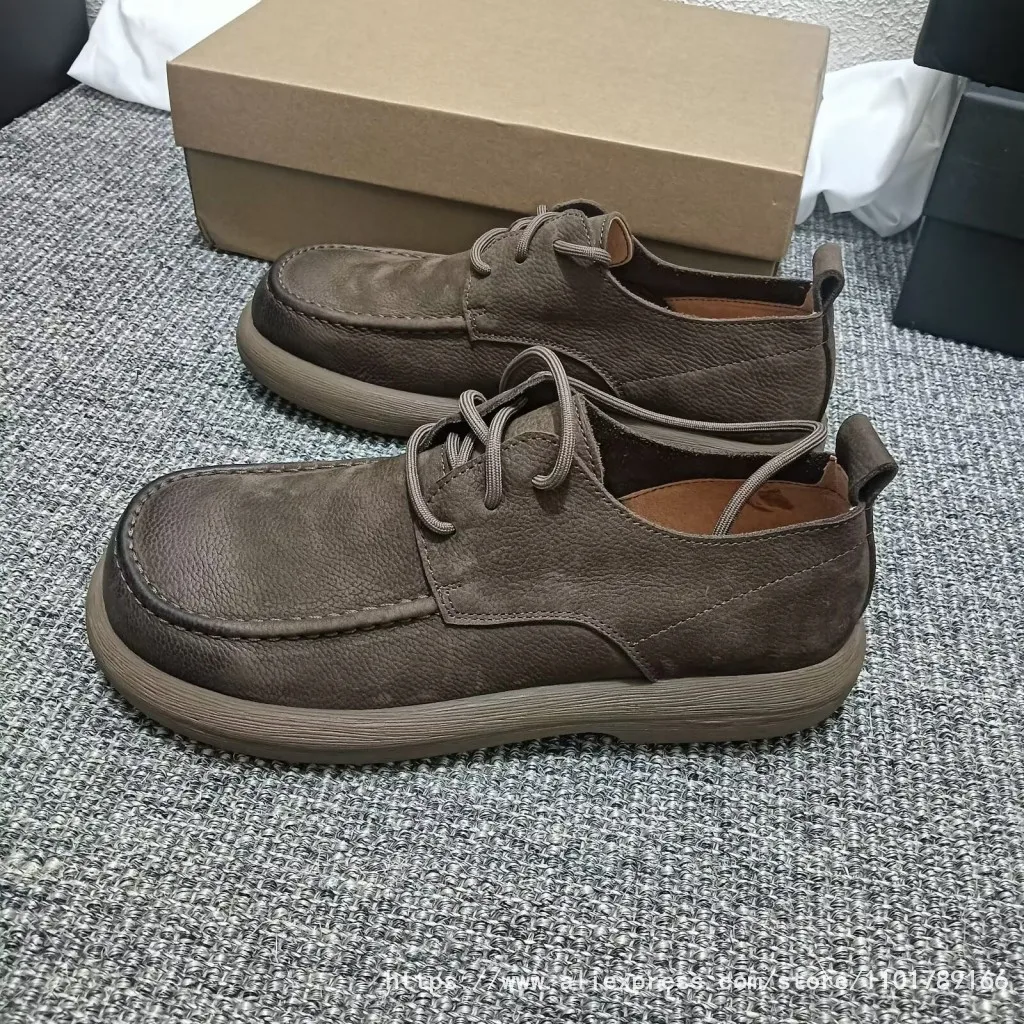 

Высококачественная женская обувь из воловьей кожи в стиле ретро с большим носком, повседневная обувь на плоской подошве со шнуровкой, черная мягкая удобная фермерская обувь с большой головкой