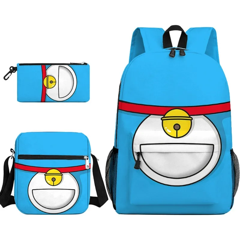 New Doraemon High-value Creative Three-piece Set Cartoon Cute Simple Student Shoulder Bag All-match Crossbody Bag Pencil Bag