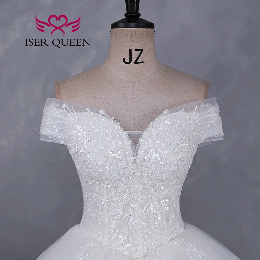Customized Off The Shoulder Small Pearls Beaded Lace Quality Wedding Dresses 2025 New Shiny Tulle Bright Bridal Gown WX0460 image 4
