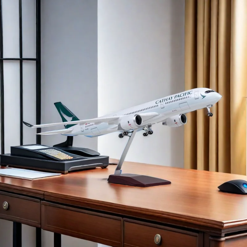 47CM 1/142 Scale Airplane A350 Dreamliner Aircraft Cathy Pacific Airlines Plane Model Toy With LED Light and Landing gear