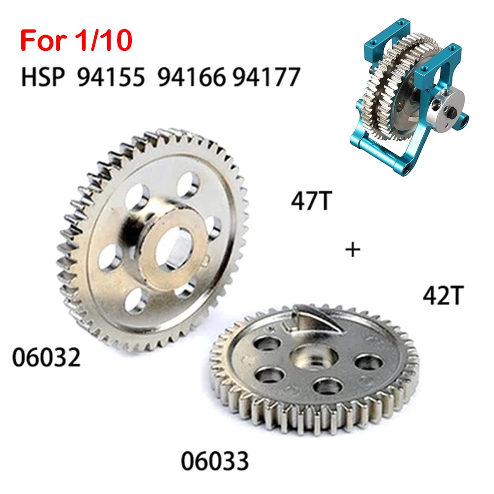 

42T 47T Steel Metal Spur Gear 06033 06032 For HSP 4WD 1/10 RC Nitro Model Car Buggy Truck 94166 94155 94177 Parts Accessories