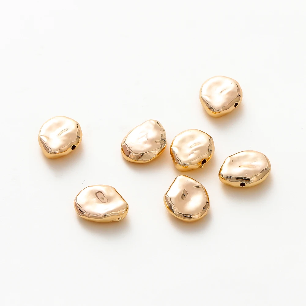 

6Pcs 14K/18K Gold Plated Brass Irregular Beads High Quality 11*14mm Spacer Beads for DIY Jewelry Making Accessories