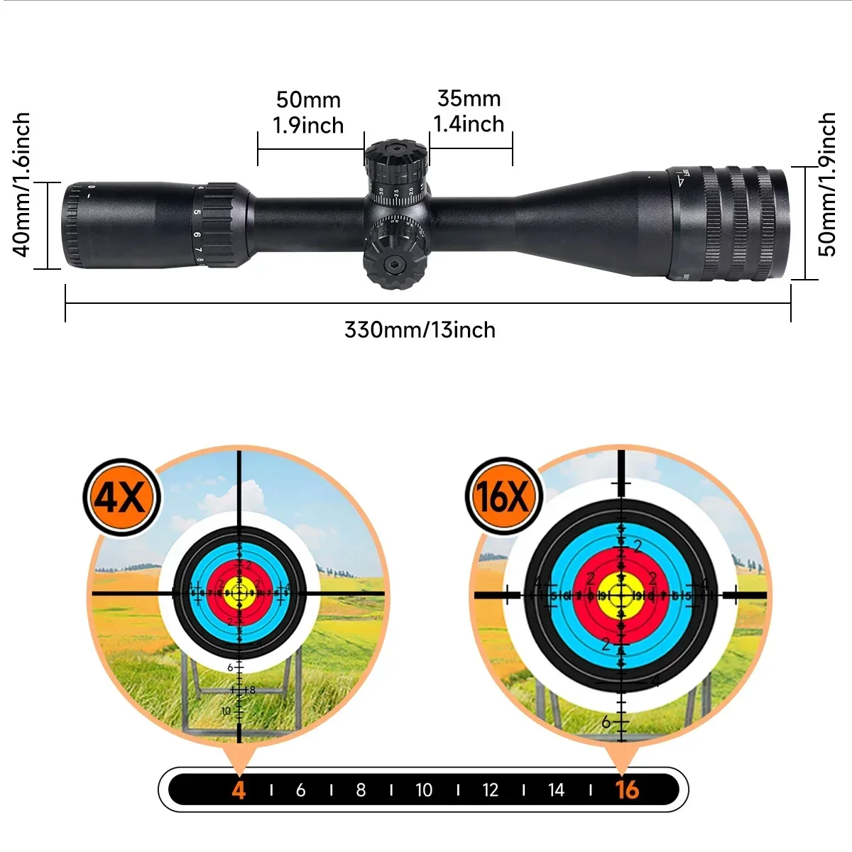 Tactical 4-16x44 AOE Scope Adjustable Green Red Illuminated Reticle Optic Sight Outdoors Shooting Rifle Scope 11mm/20mm Mount view 5