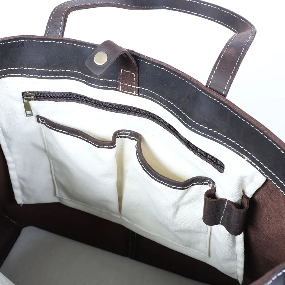 S.WORKER Echtleder-Tragetasche, Herren-Freizeit-Umhängetasche, Modische Laptop-Einkaufstasche aus Rindsleder für Damen – Detail 21