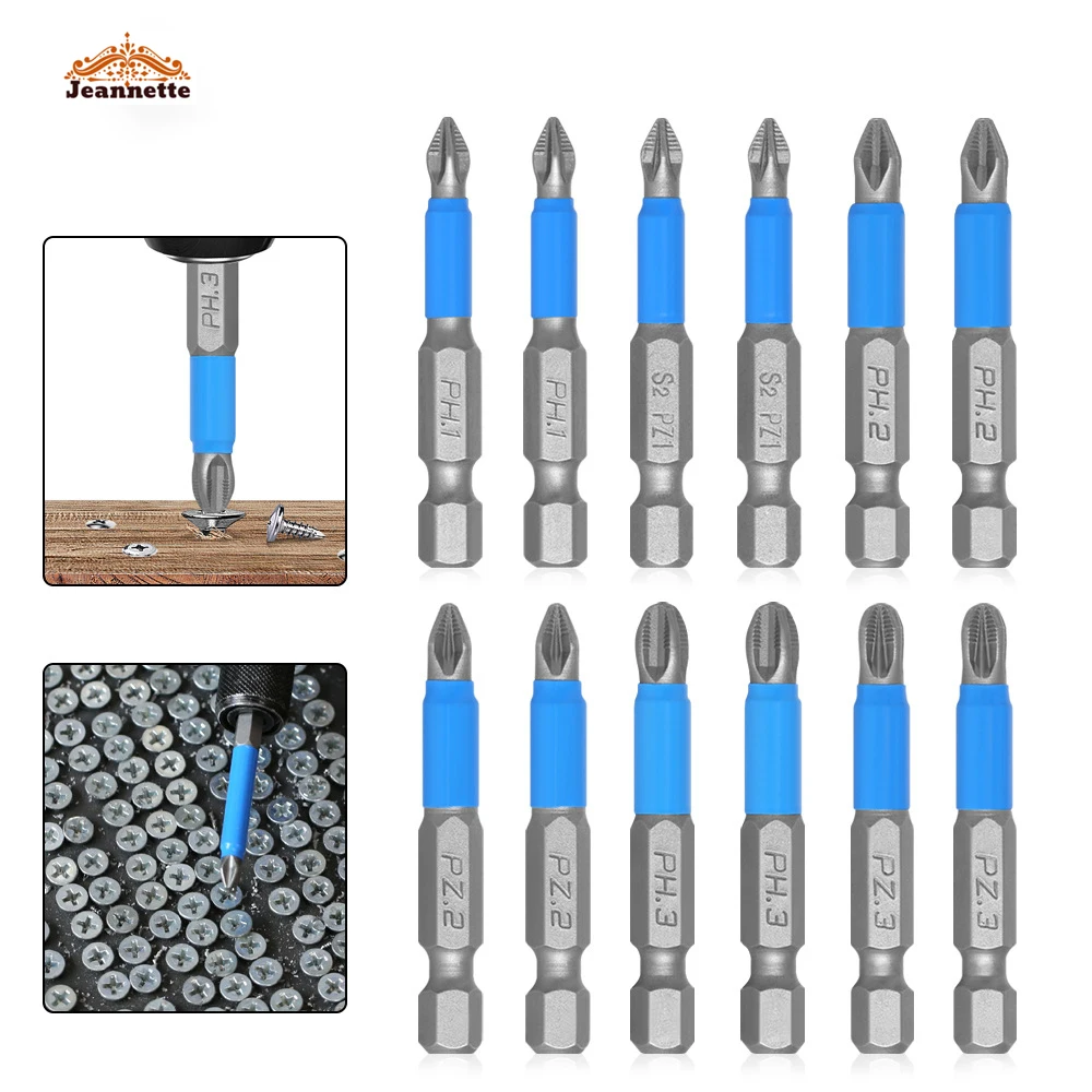 

6pc Hexagonal Handle Anti Skid Electric Screwdriver Woodworking Cross Screwdriver Tool Set PH1 PH2 PH3 PZ1 PZ2 PZ3
