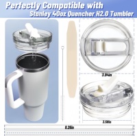 2pcs Leakproof Flip Straw Lid for Stanley 40oz Quencher, Replacement Cup Cover with Detachable Straw & Enhanced Seal