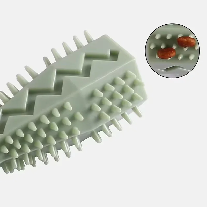 Durable Dog Chew Toy Stick - Soft Rubber Toothbrush with Tooth Cleaning Points And Massage Features for Pet Oral Care Molar Chew