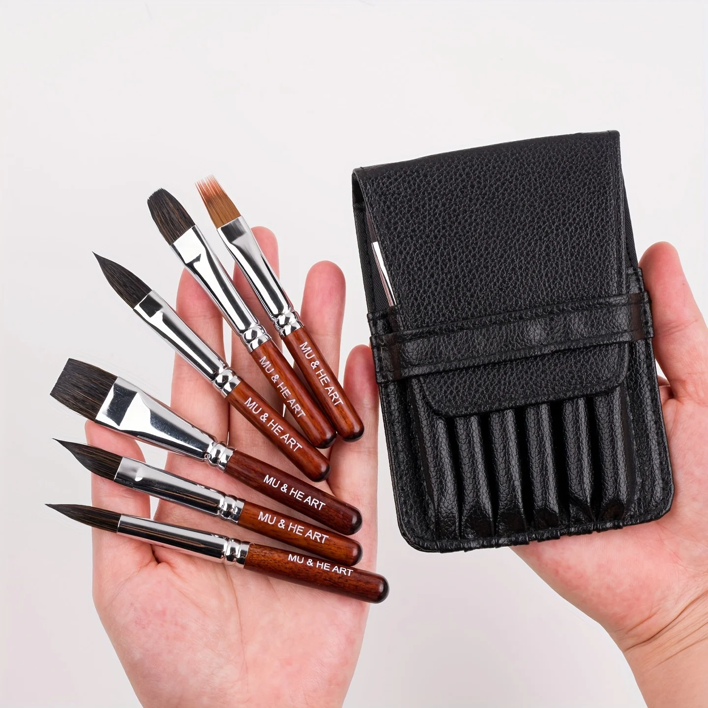Professional Artist 6pcs Paint Brush Set Polyester Paint Brushes Storage Bag for Acrylic Oil Watercolor Gouache Painting