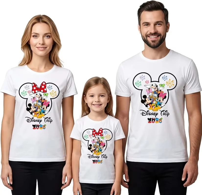 2026 Summer Family Print Tops, Men's and Women's Parent-child Outfits, Universal Fashion Short-sleeved T-shirts, Outdoor Casual