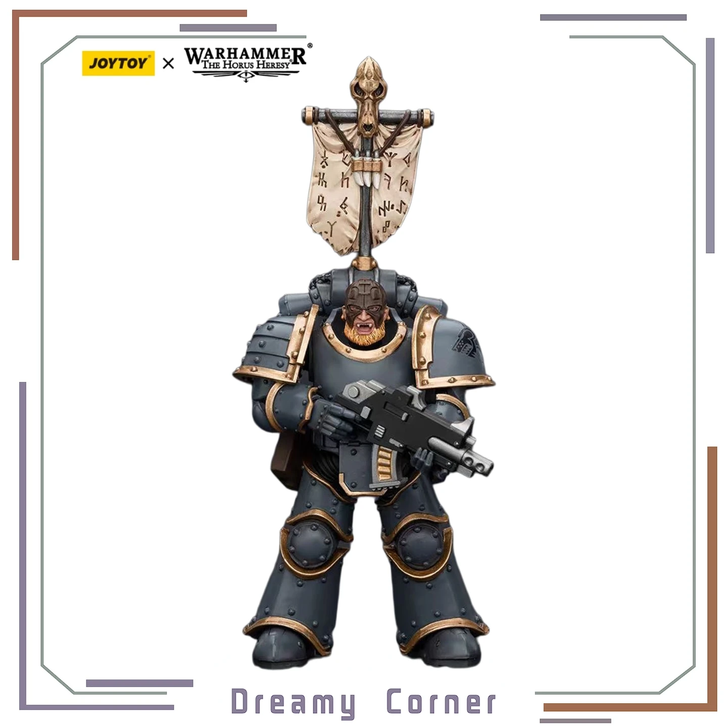 

【In Stock】JOYTOY Warhammer 40K Space Wolves Grey Slayer Pack Grey Slayer with Legion Vexilla 1/18 Action Figures Toys