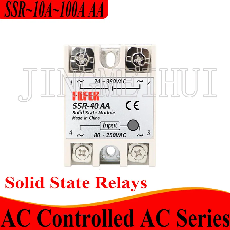 

SSR-10AA 10/25/40/60/80/100AA AC Controlled AC Single Phase Solid State Relay Module Heat Sink