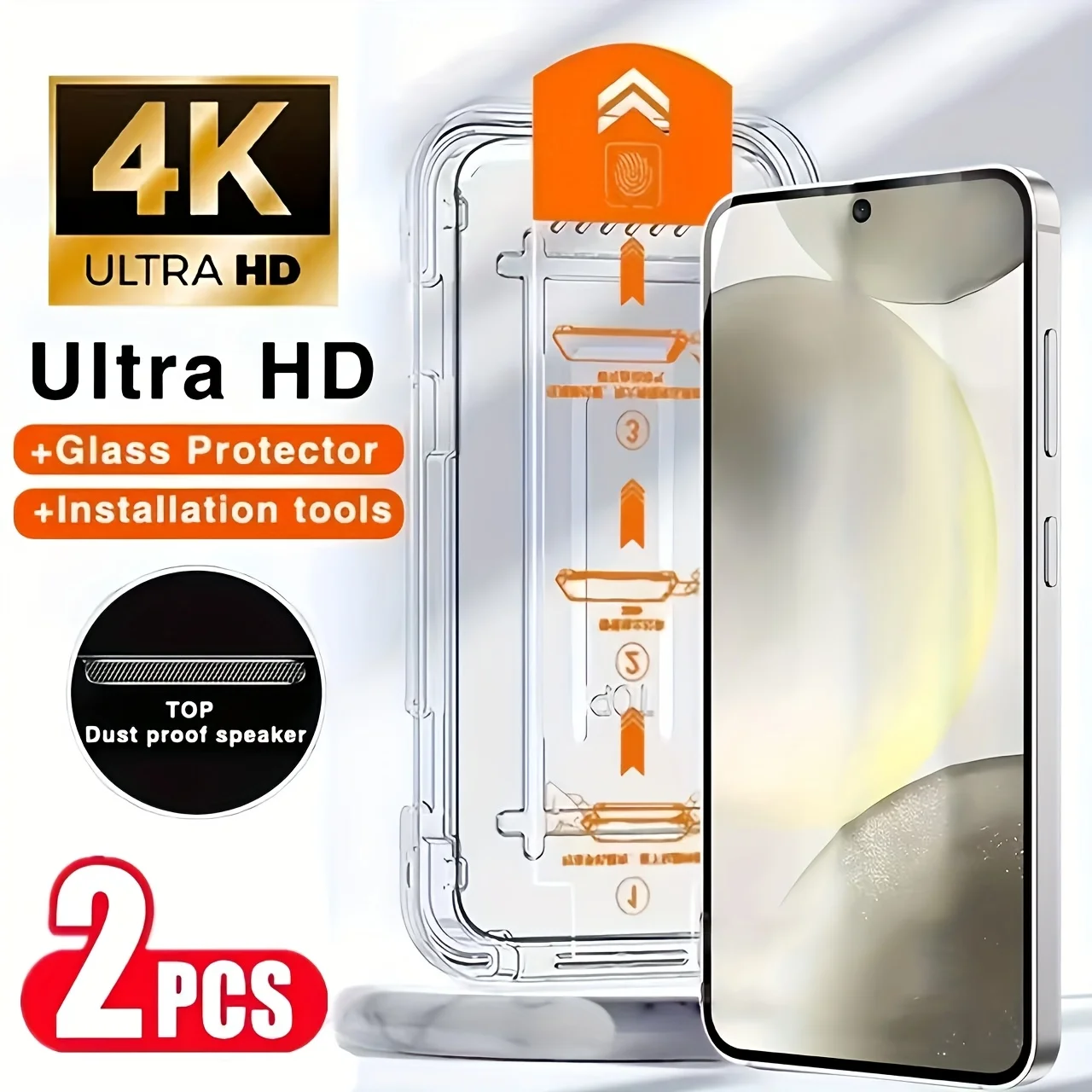 2 Stück 4K Ultra HD Displayschutzfolie aus gehärtetem Glas für Samsung Galaxy S25/S24 Ultra, Ein-Klick-Installation, 9H-Härte