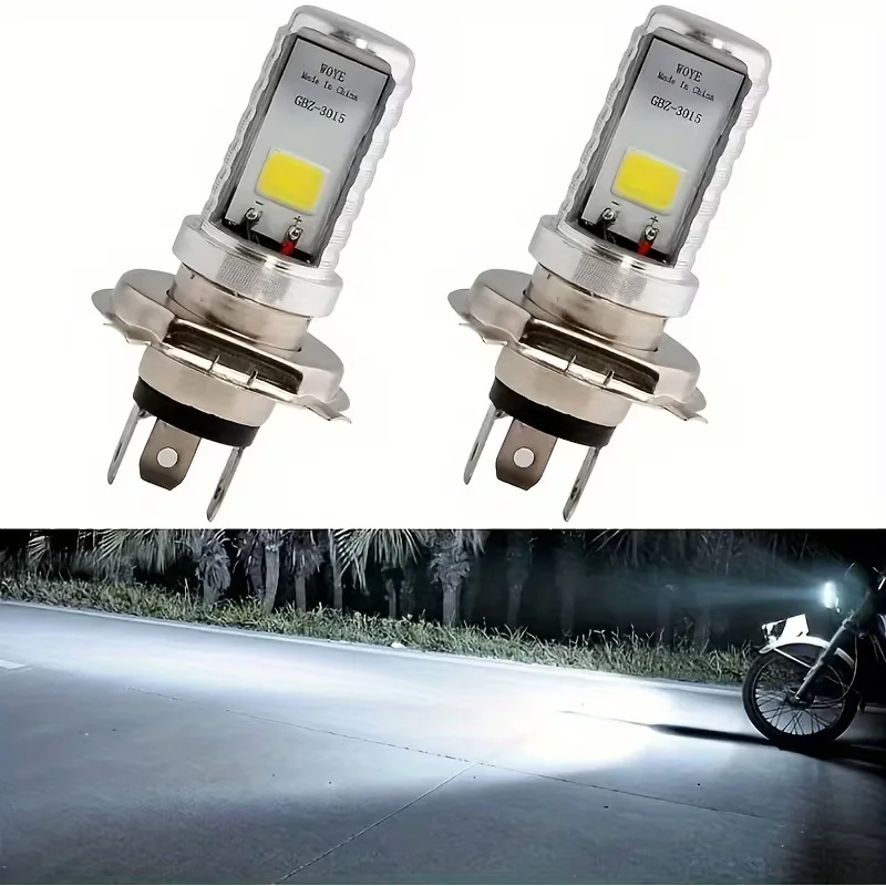 BA20D H4 P15D Motorcycle LED Headlight Bulb COB 12W 12-80V Super Bright Moto Scooter Moped Front Light High Low Beam Lamp