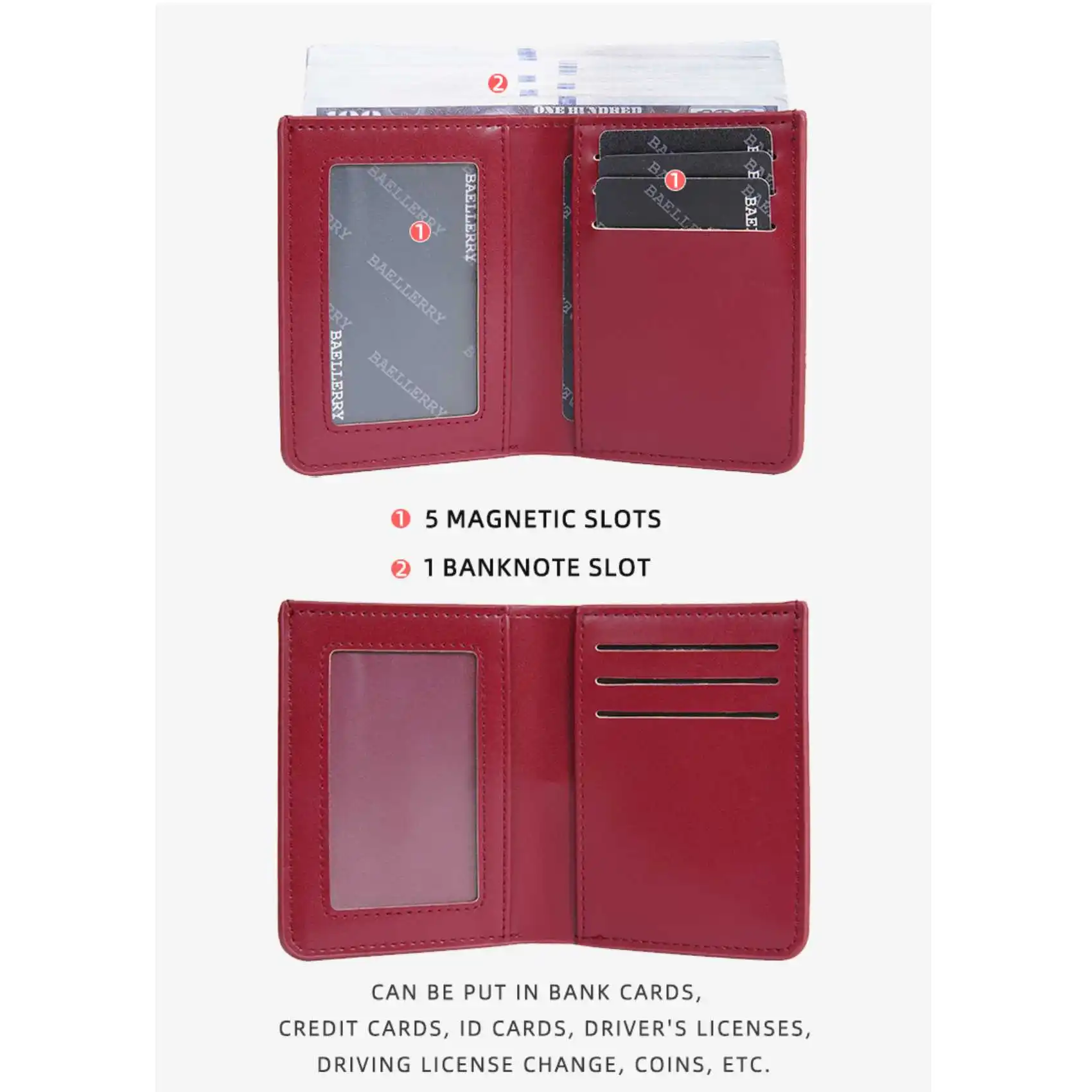 New Men's and Women's Unisex Short Wallet Simple and Thin PU Leather Clip Multi-slot Card Holder