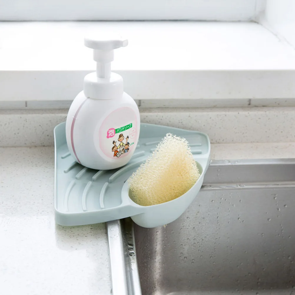 

Sponge Holder Suction Cup Kitchen Sink Storage Rack Triangle Plastic For Soap Brush Towel Space Saving Glass Tile Wall