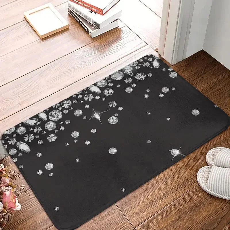 Fashion Bling Bling Flash Diamond Jewelry Rhinestone Doormat Non-Slip Entrance Kitchen Bathroom Floor Door Mats  Carpet Rug