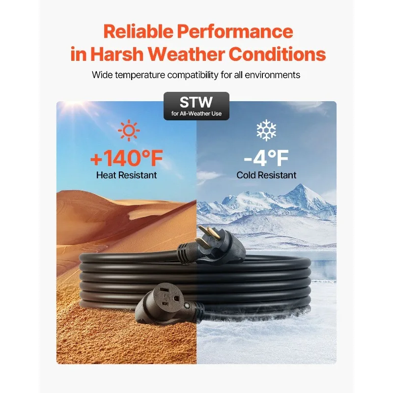 30A مولد تمديد الحبل 25 قدم 250 فولت NEMA 6-50P إلى 6-50R 7500 واط كابل الطاقة #6