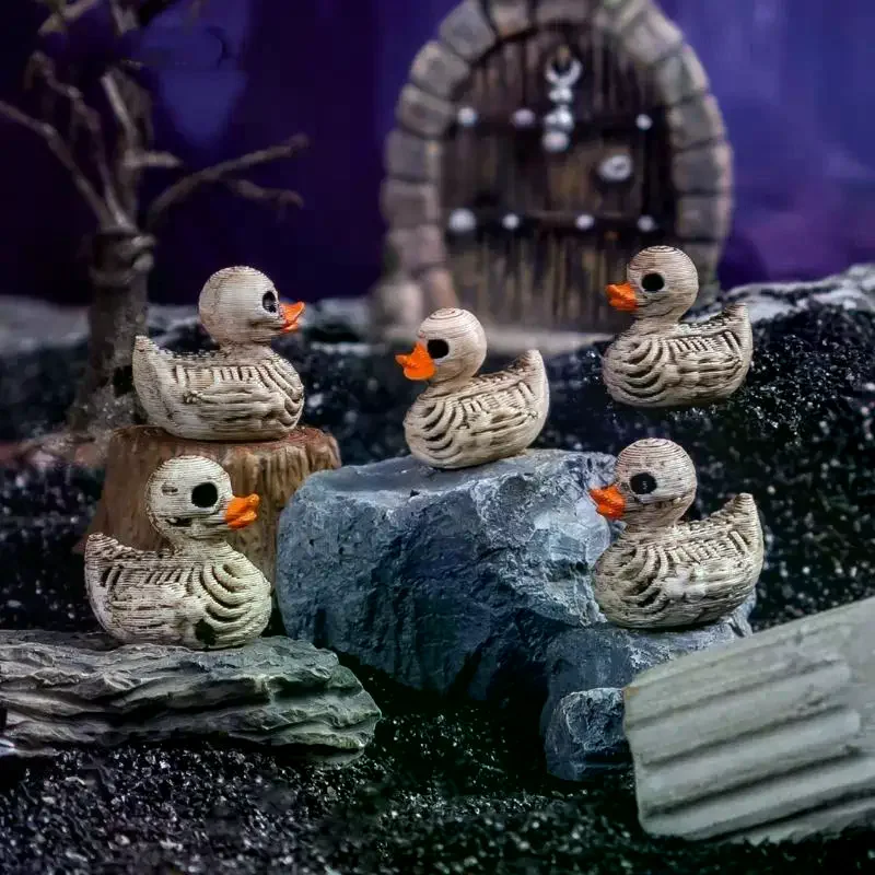 Halloween Skull Ducks: 20pcs Cute Skull Ducks Ornaments Resin Figurines Gothic Home Office Desk Decor