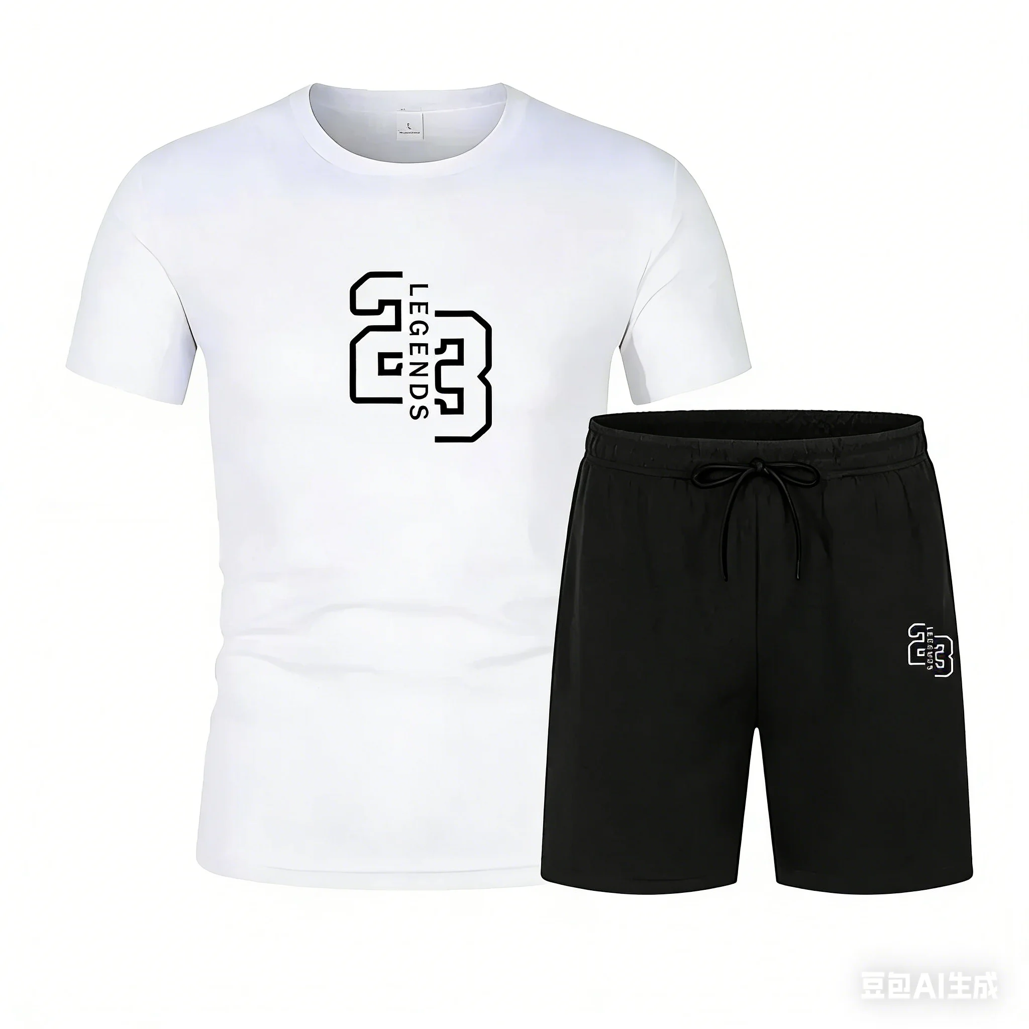 

2026 Men's running T-shirt and shorts 2-piece set round-neck stretch sports casual fitness set comfortable quick-drying set