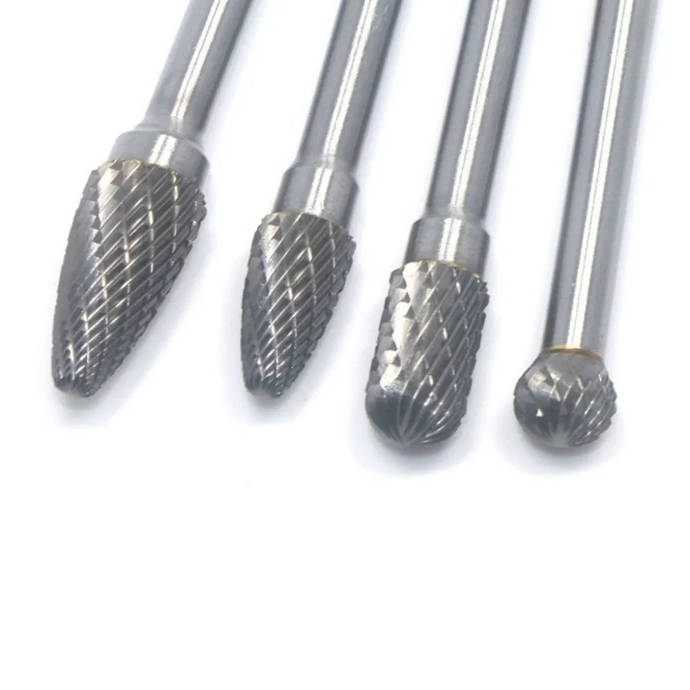 Engraving Bits Tungsten Carbide Rotary Burrs in a Pack of Four Each with a Shank Size of 6mm and Length of 150mm for Work