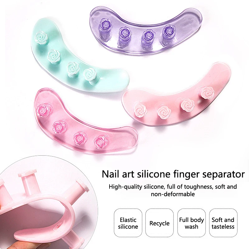 2PCS Soft Silicone Manicure Pedicure Nails Finger Toenail Dividers To Relieve Bunion Nail Polish Pedicure Tools Finger Splitte