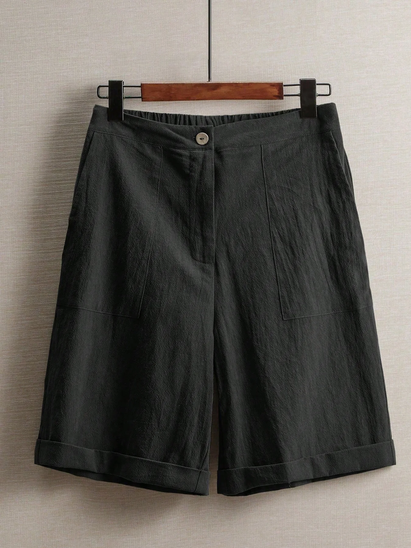 Sommerliche, leichte Damenhose mit fünf Taschen, weite, bequeme, gerade geschnittene Damenhose mit hoher Taille, modische Sport- und Freizeithose für den Außenbereich. – Detail 12