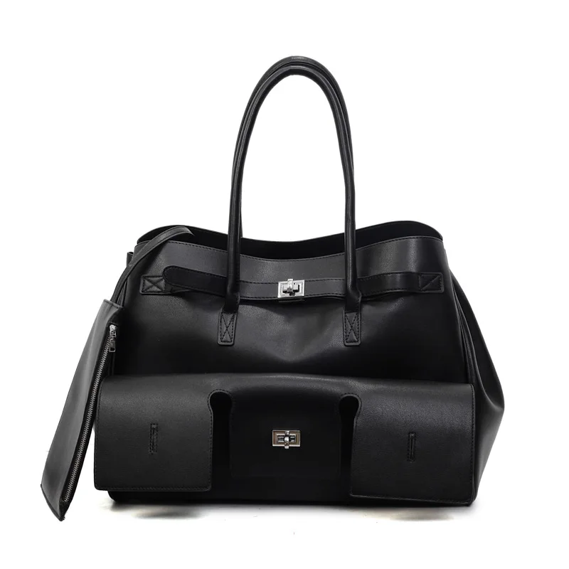 ​ ​ Sac fourre-tout de Niche mat pour femmes, sac à main surdimensionné sous les bras, cuir de grain de galets, résistant à l'eau, cheval de travail, Design essentiel et robuste