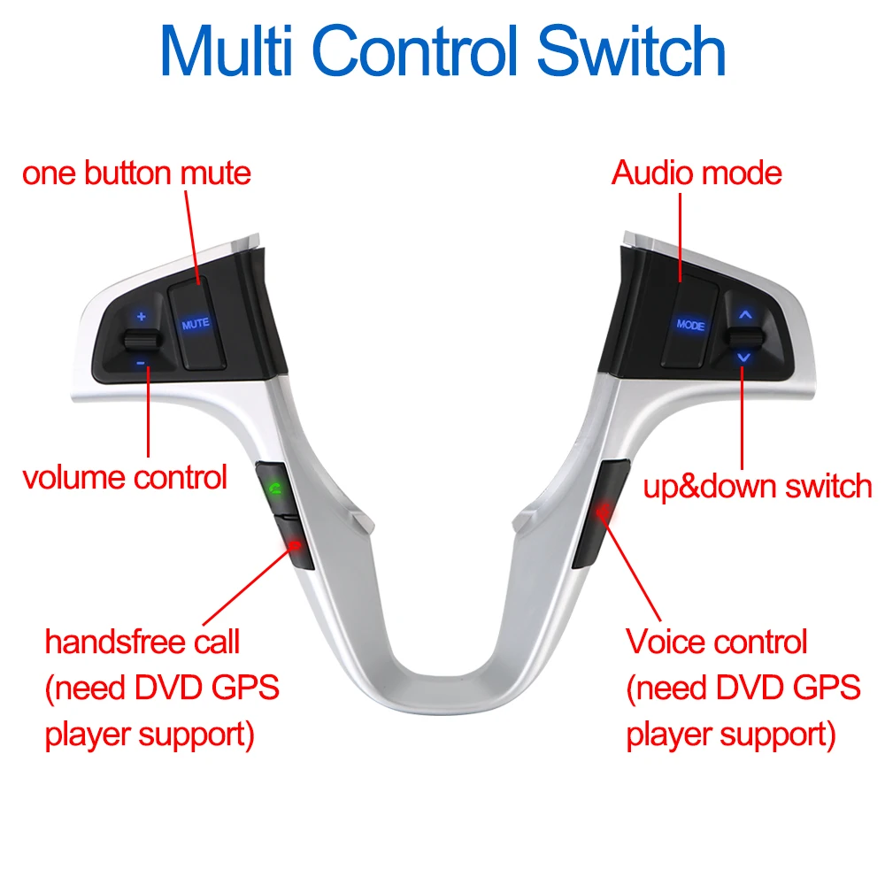 Blue Backlight Audio Volume Music Control Switch For Hyundai VERNA SOLARIS Bluetooth Car Accessories Steering Wheel Button