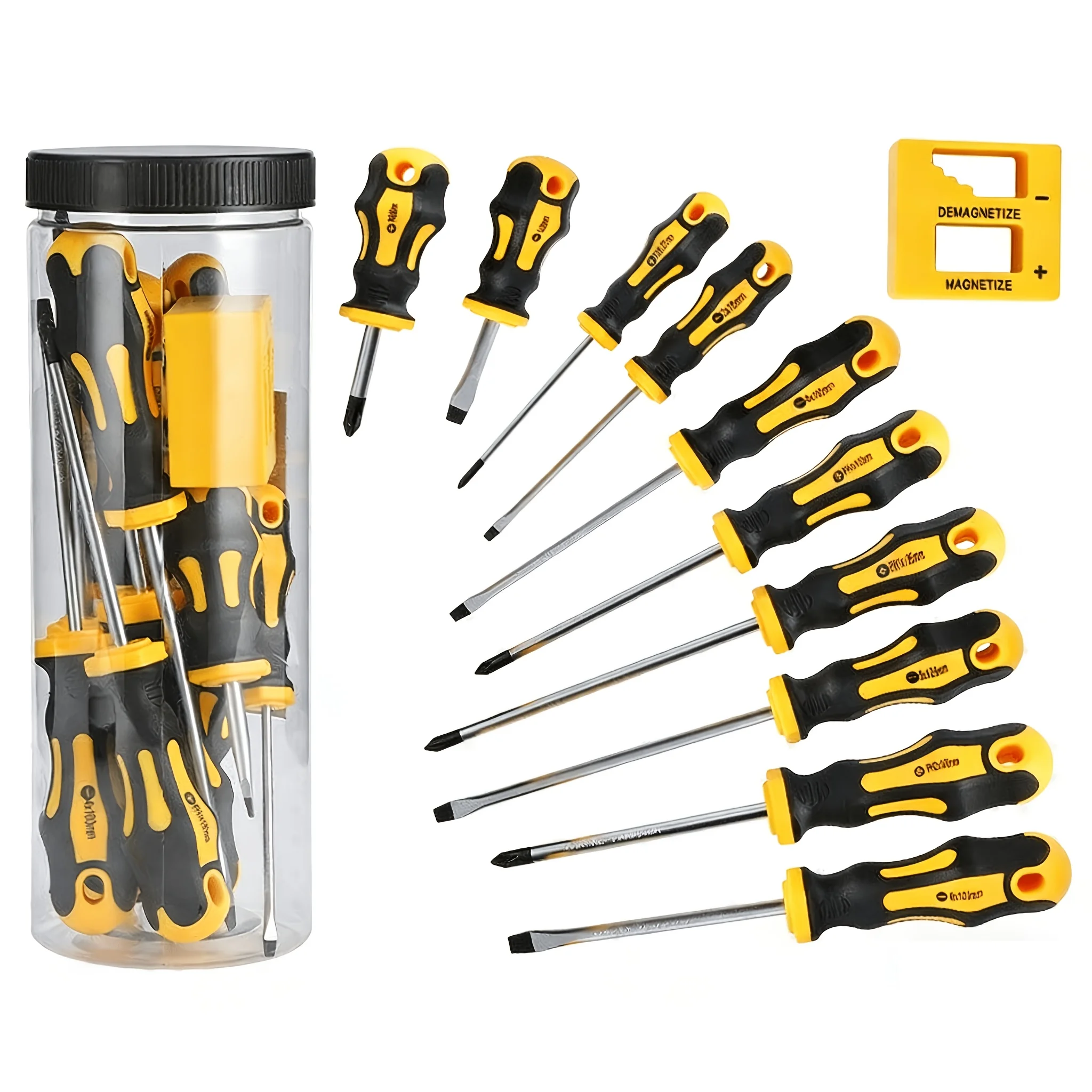 

Набор отверток (11 шт.): 1 воронка и 10 плоских/крестовых отверток, магнитный, удлиненный, комбинированный набор гаечных ключей