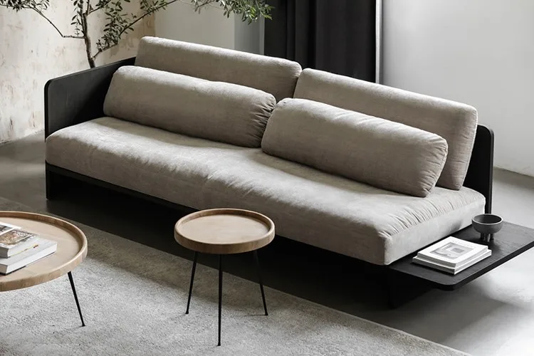 Tavolo da tè rotondo moderno e semplice per soggiorno, divano, gambe in legno