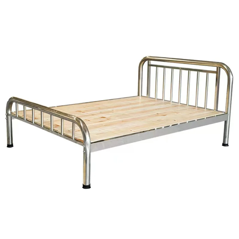 

Stainless steel bed 1.5m double thickened rental room simple apartment 1.2m iron 304 flat tail bed