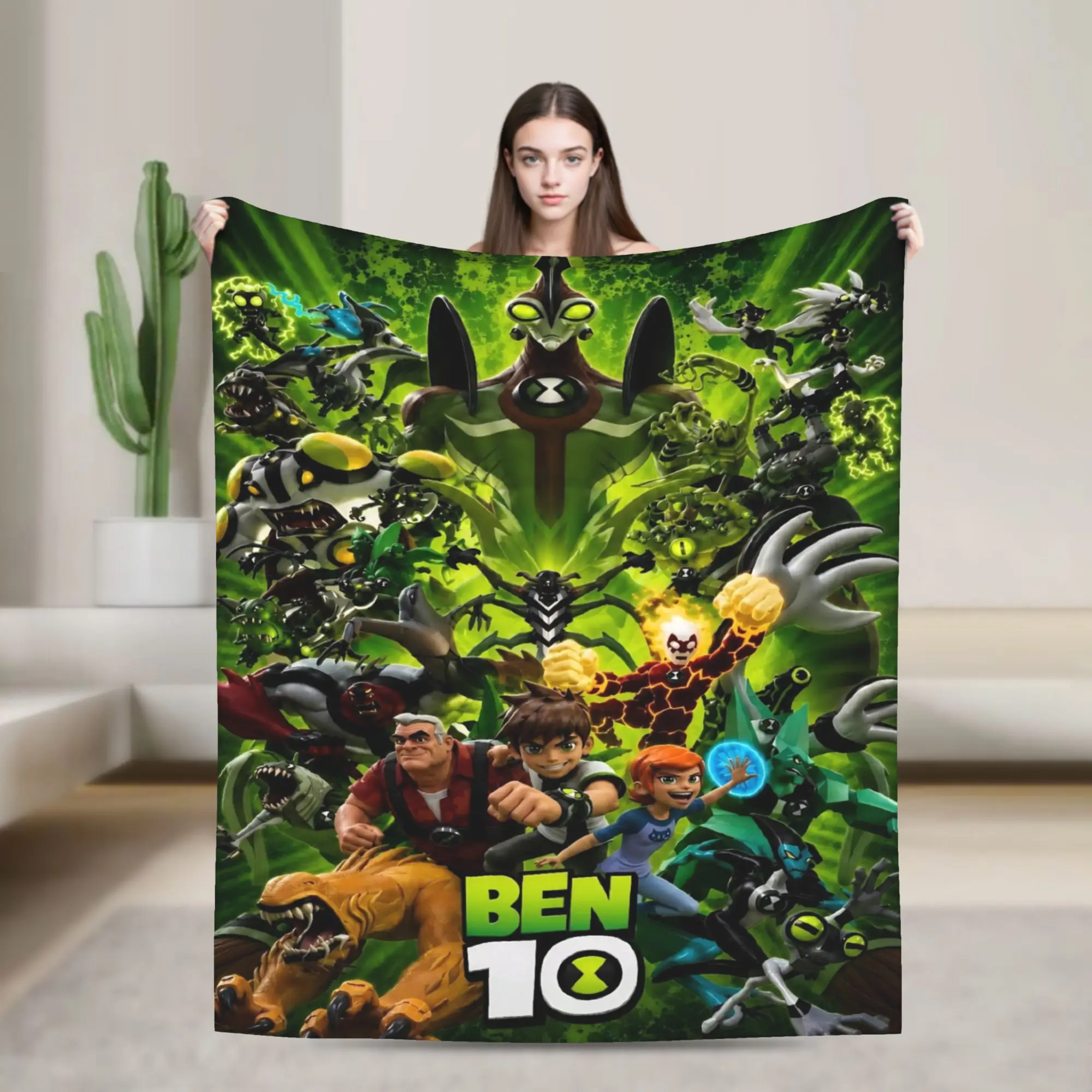 Ben 10 Anime Printed Blanket For Men Women Warm Cozy Fluffy  Throw Blankets for Living Room 50x60 Inches Multiple Sizes