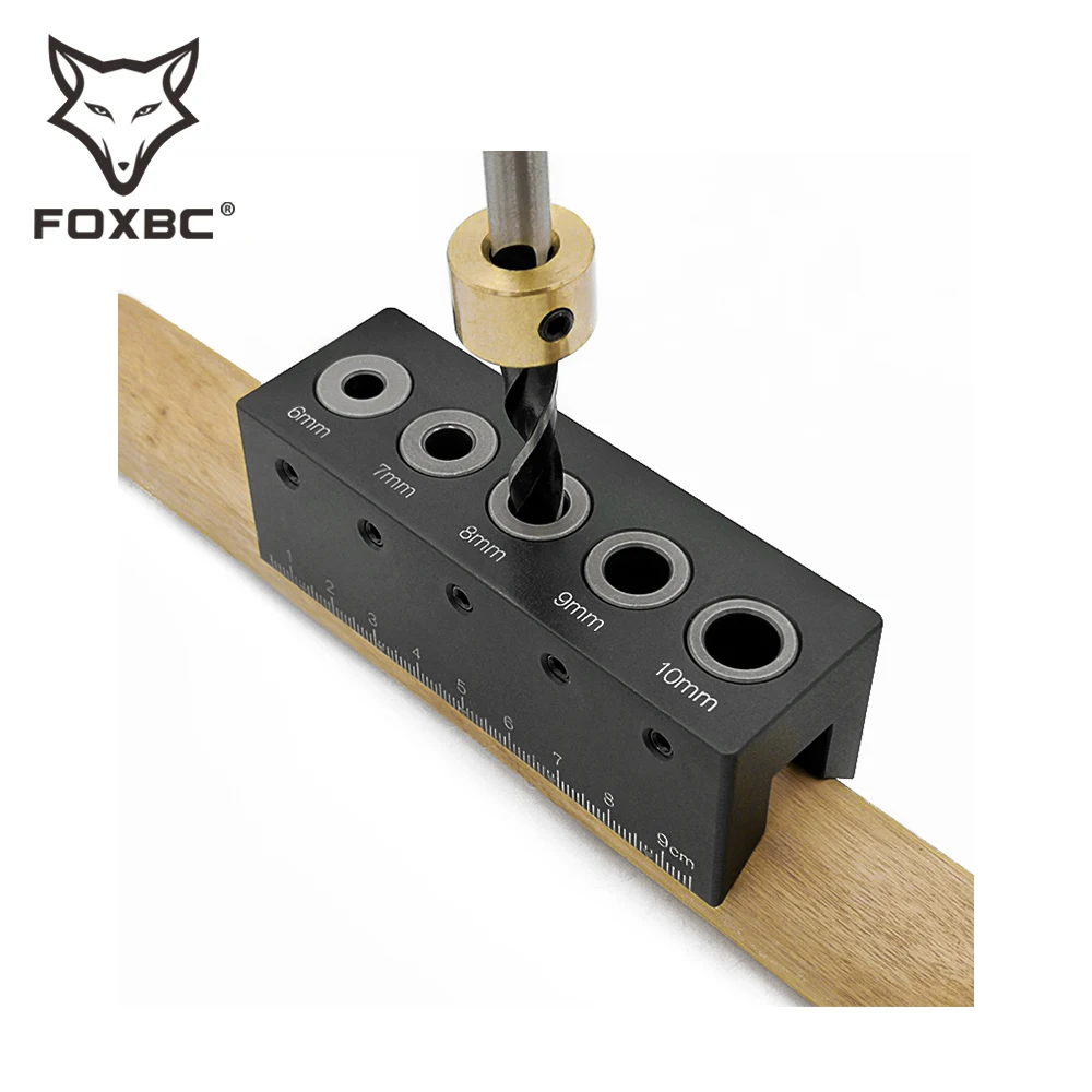 FOXBC lavorazione del legno tubo tondo punzonatrice localizzatore guida angolare a 90 gradi guida per trapano in lega di alluminio carpenteria