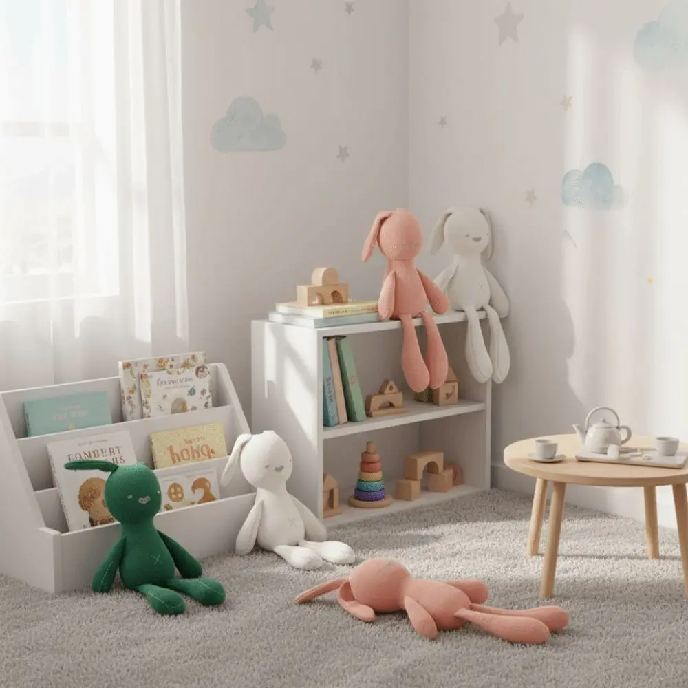 Soft Bunny Rabbit Kawaii Style Stuffed Baby Newborn Soft Cartoon Long Ears Stuffed Animal For Girls