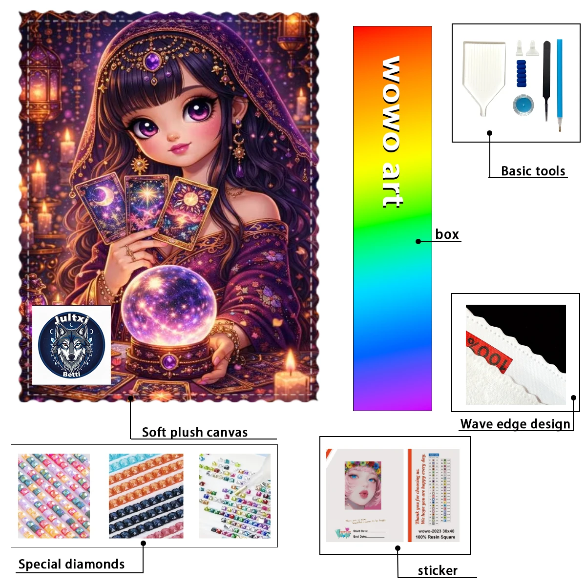 

【Betti_ Diamond Art】Кристаллы для таро-карточек с эффектом AB, стразы FD, идеальные стразы из смолы