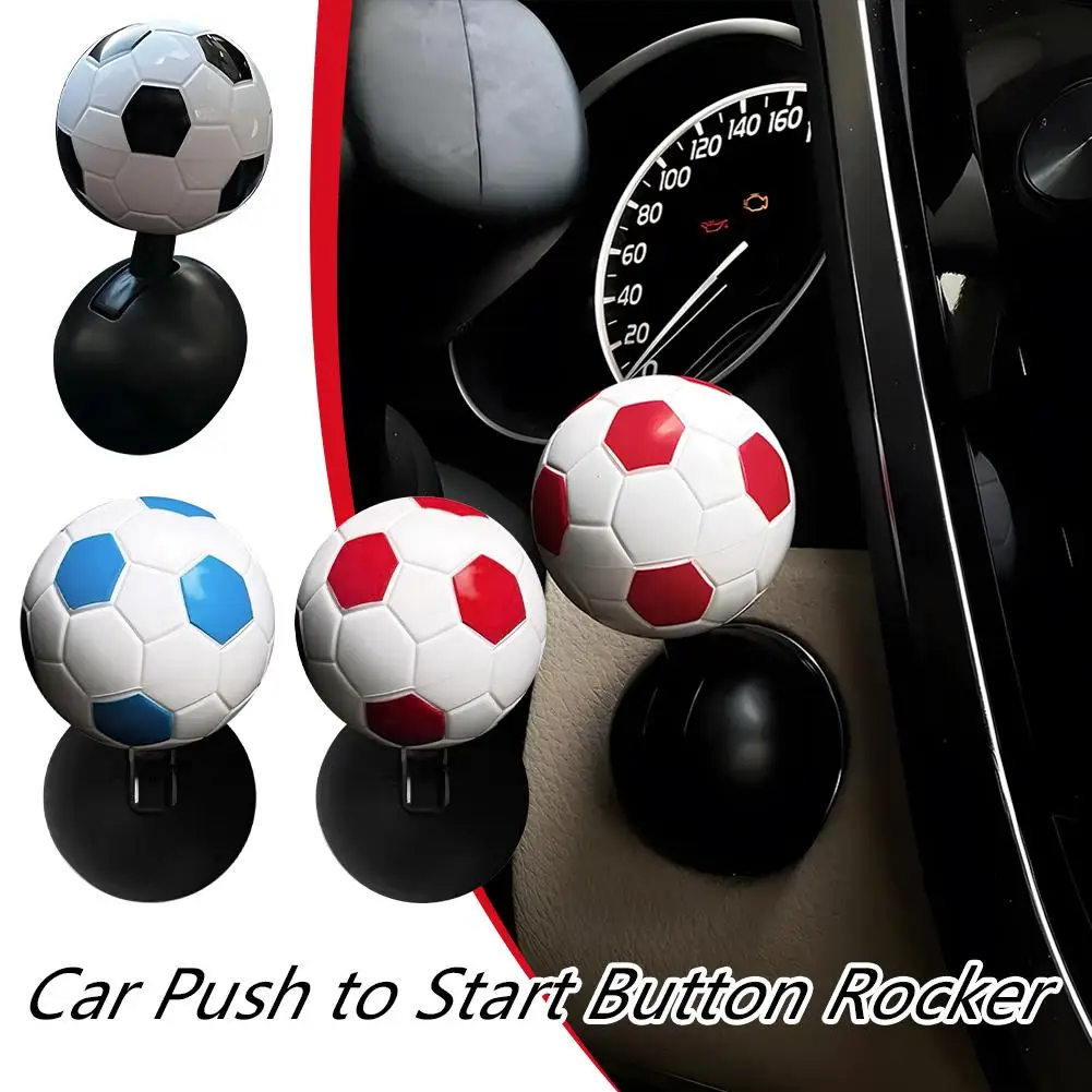 Push Start Button Cover Automotive 1-Touch Start Button Shape Start Funny Football Car Adhesive Button Lever Decorative Z8U5