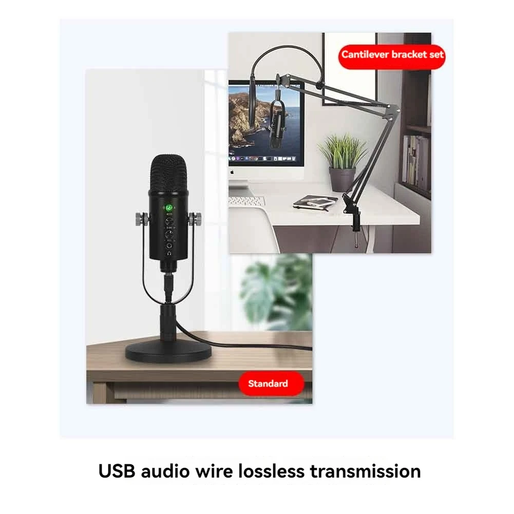 USB-микрофон, профессиональный студийный микрофон Plug Play с подставкой для игр, онлайн-чат, видео, голосовая передача