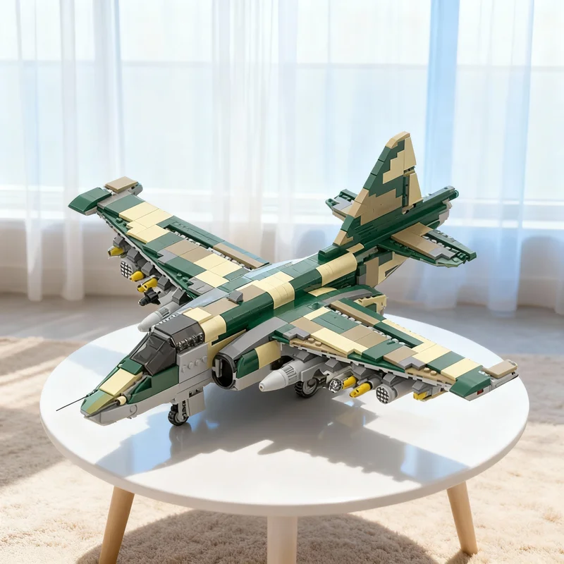 

900 деталей MOC Су-25 «Лягушка» в масштабе 1:34, тактический истребитель, военный самолет, конструктор, модель для сборки, подарок на день рождения