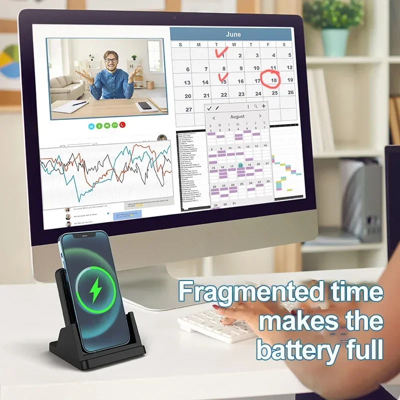 30W Draadloze Oplader Pad Stand Desktop Ultra Dunne Mobiele Telefoon Snel Opladen Dock Station Voor Iphone 15 14 13 12 Samsung Xiaomi