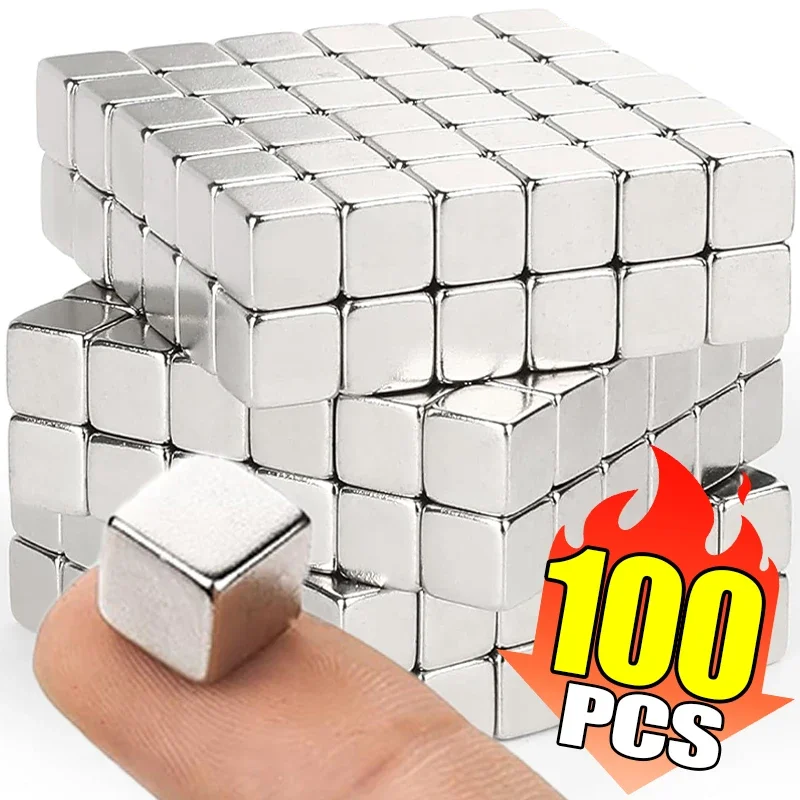 10/100pcs Square Magnets Rare Earth Neodymium Magnet DIY Crafts for Fridge Whiteboard Magnetic Stickers for Research Education